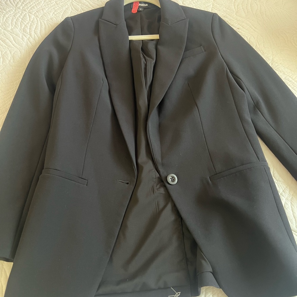 Express Black Single-Button Notch Lapel Blazer
